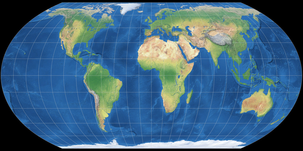 Equal Earth projection preserves the real size of countries, from https://truesize.world