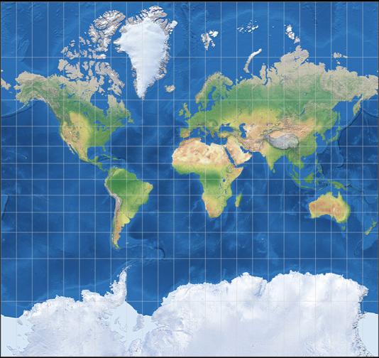 Mercator projection example, illustrating area growth with latitude on https://truesize.world